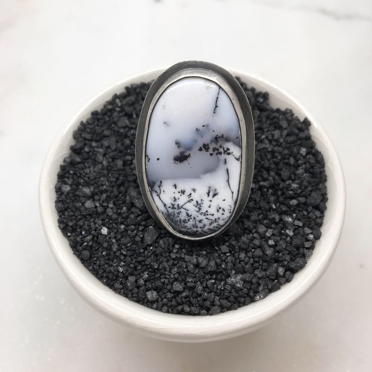 Dendritic Opal Ring, Size 8.5 , Genuine Dendritic Opal, order Sterling Silver, USA